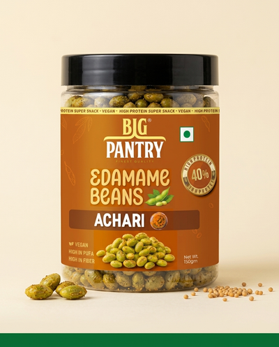 Achari flavoured roasted edamame jar