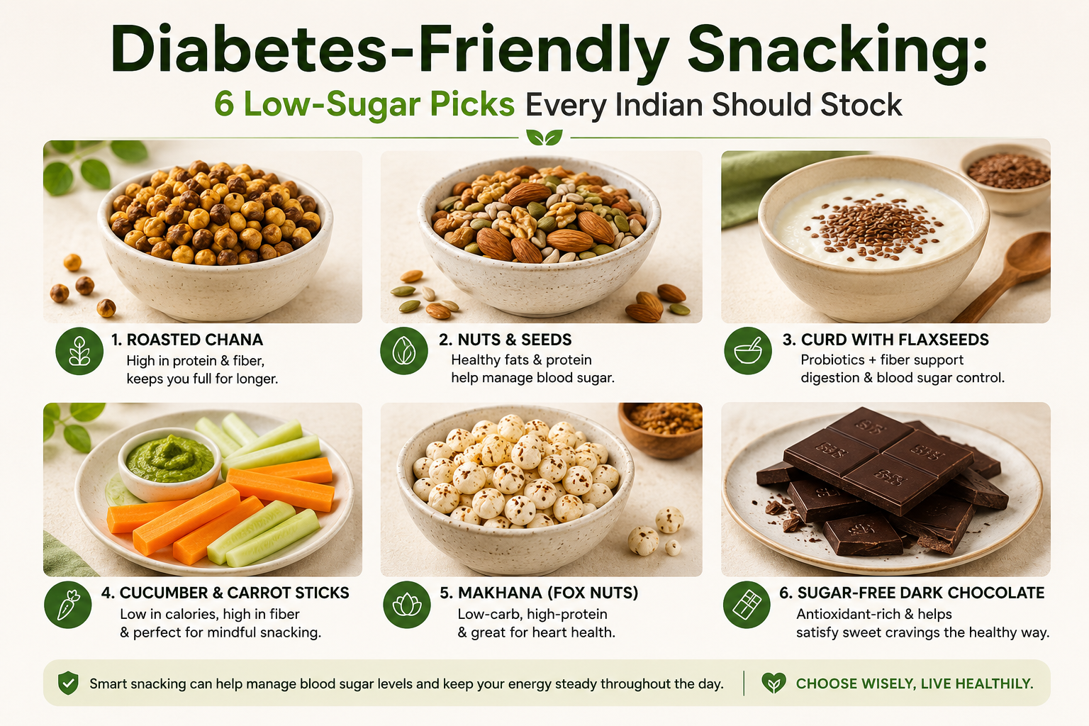 Diabetes-Friendly Snacking: 6 Low-Sugar Picks Every Indian Should Stock