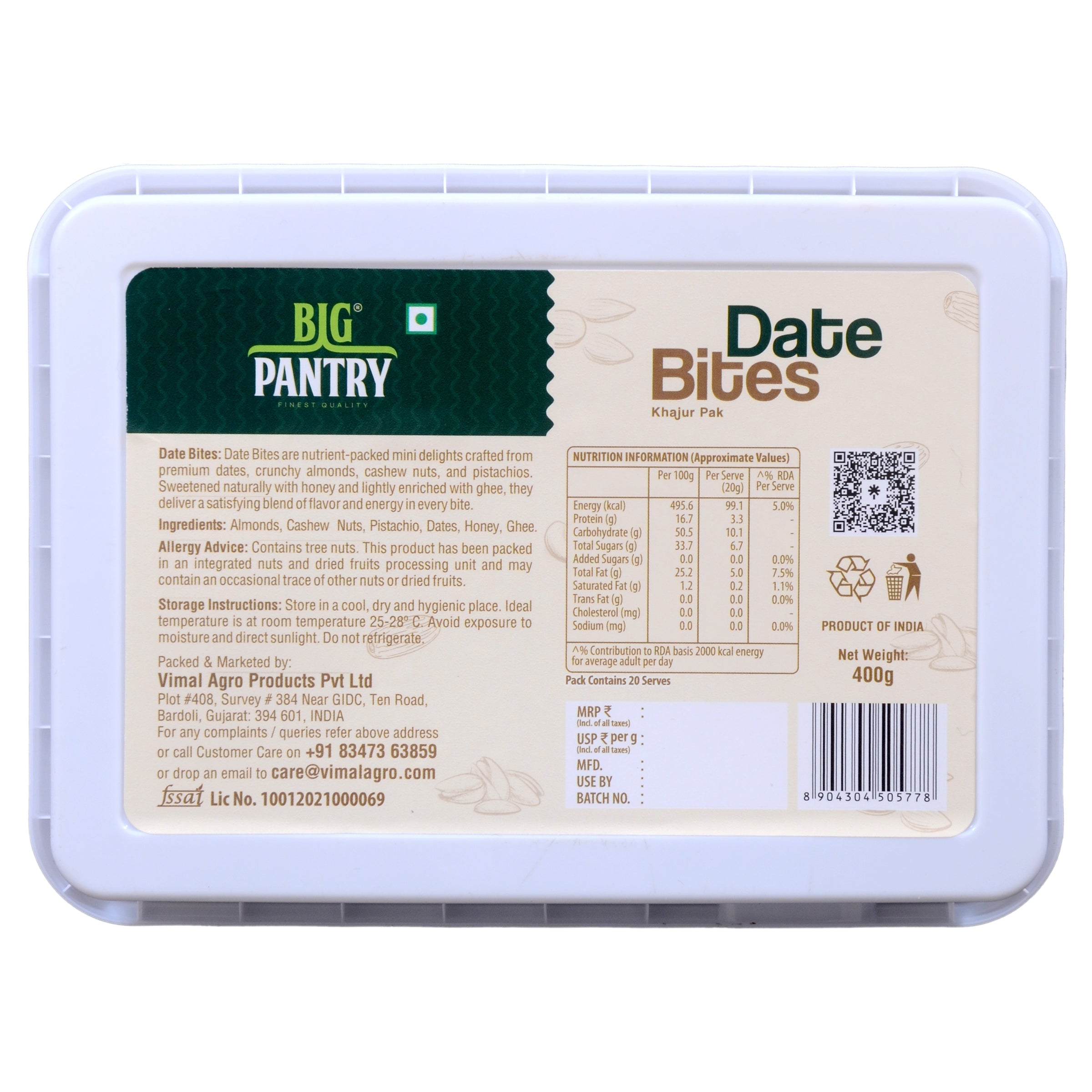Dry Fruit Date Bites 400GMs - Pack Of 2 – High-Energy Superfood Bites for Guilt-Free Snacking
