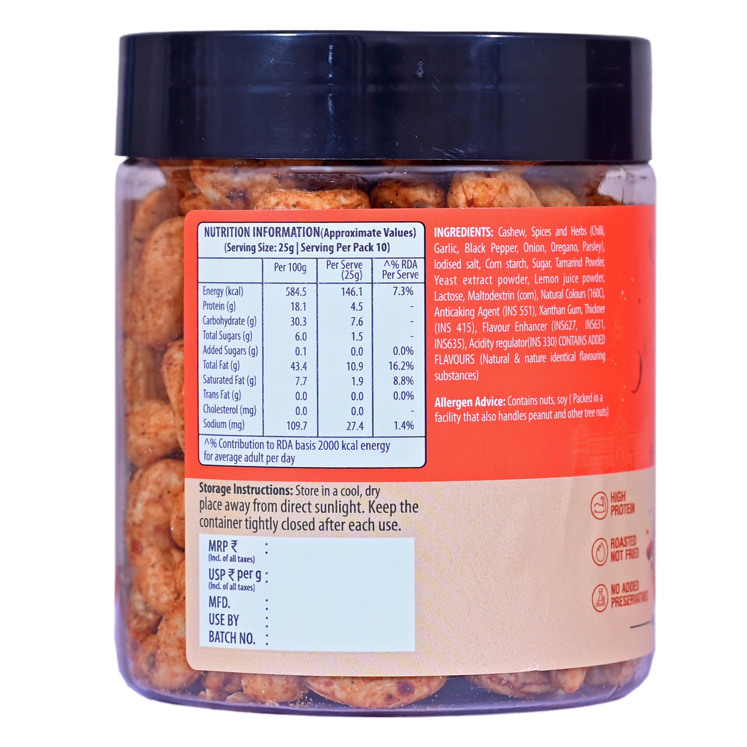 Big Pantry Thai Chilli flavoured cashews jar close-up