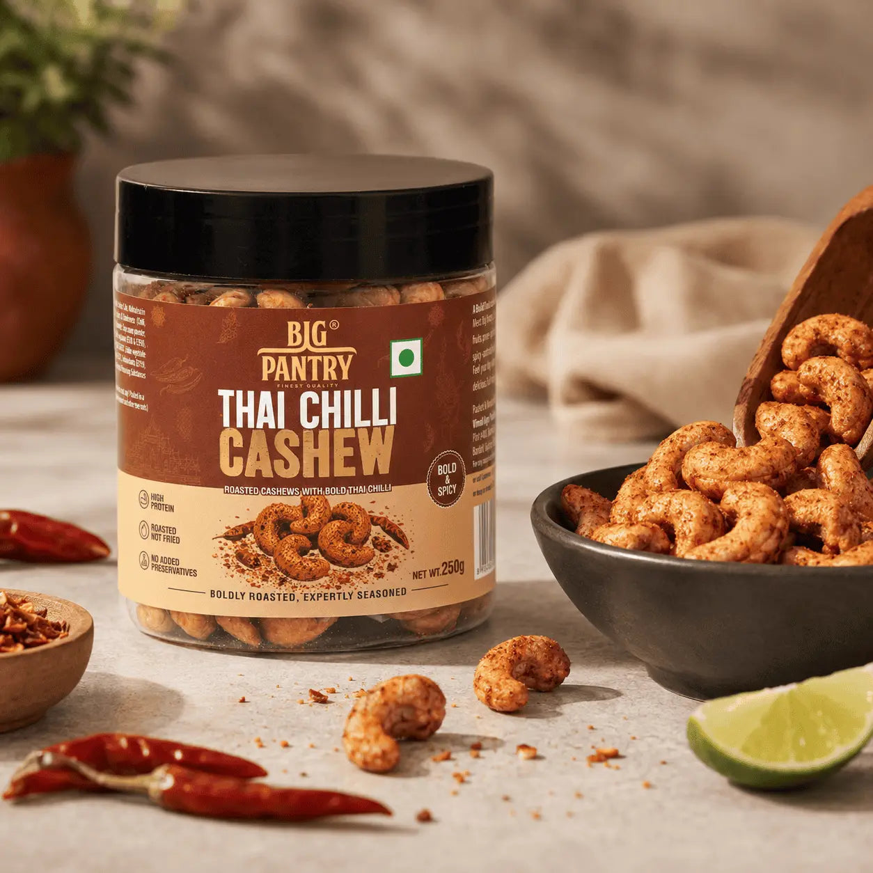 Flavoured Cashews – Roasted Premium Cashews, 4 Bold Flavours (250g Jar)