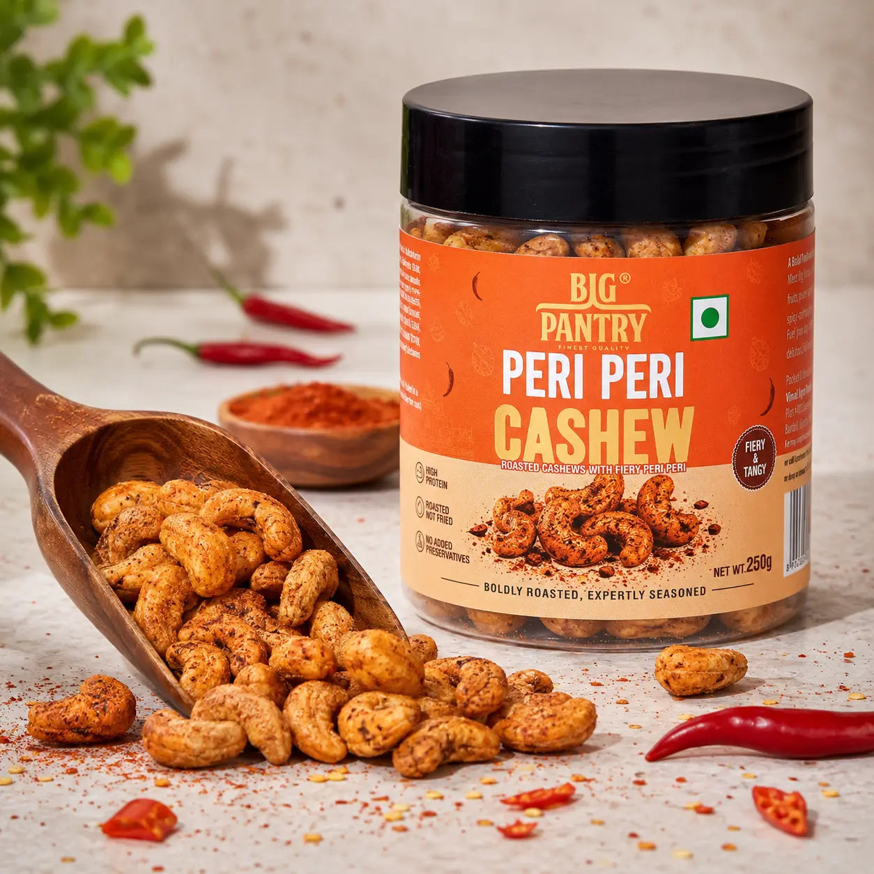 Flavoured Cashews – Roasted Premium Cashews, 4 Bold Flavours (250g Jar)
