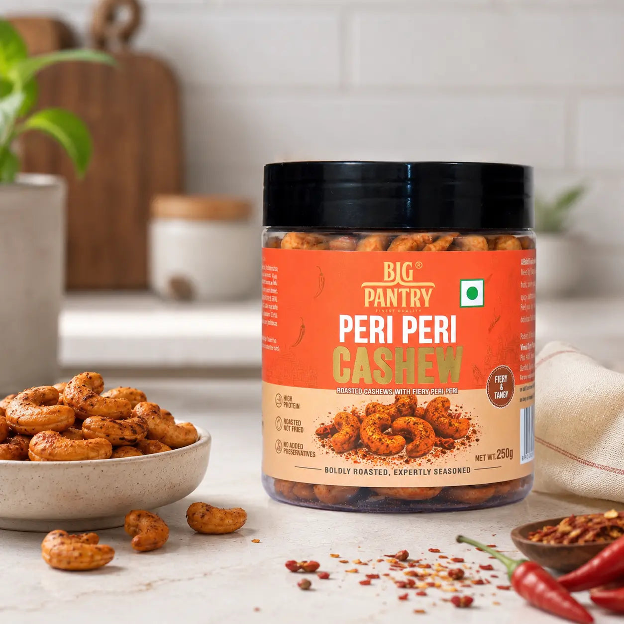 Flavoured Cashews – Roasted Premium Cashews, 4 Bold Flavours (250g Jar)