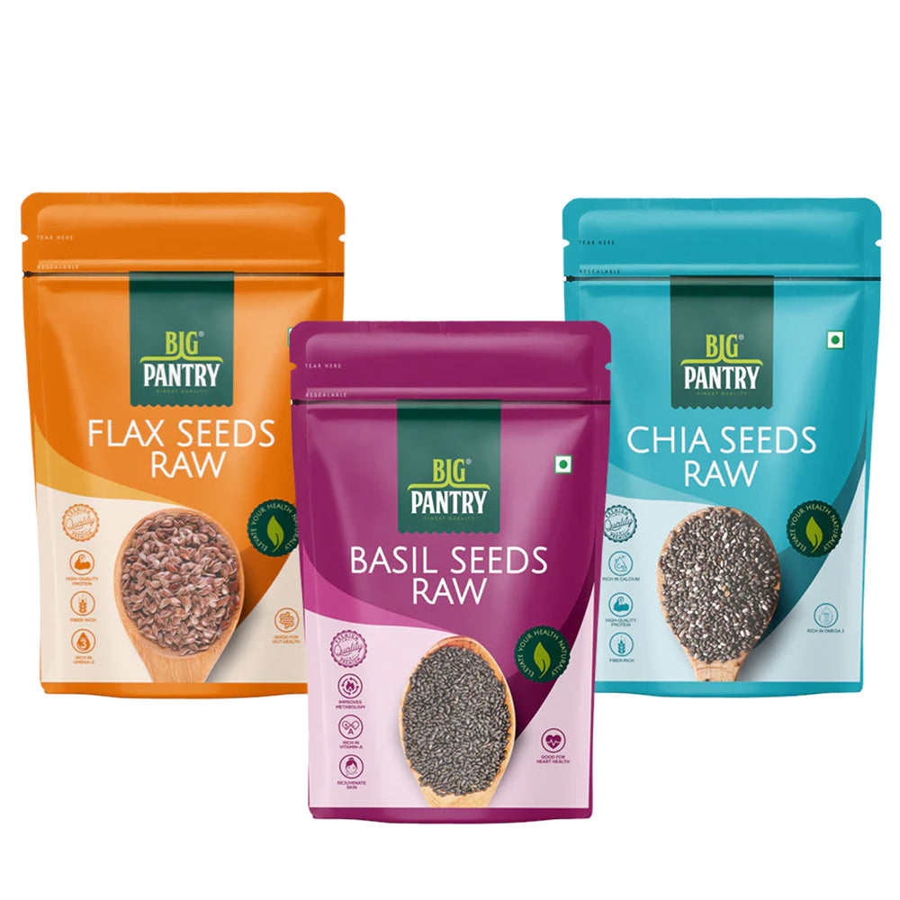 Healthy starter Pack - Chia, Basil, Flax Seeds 200g