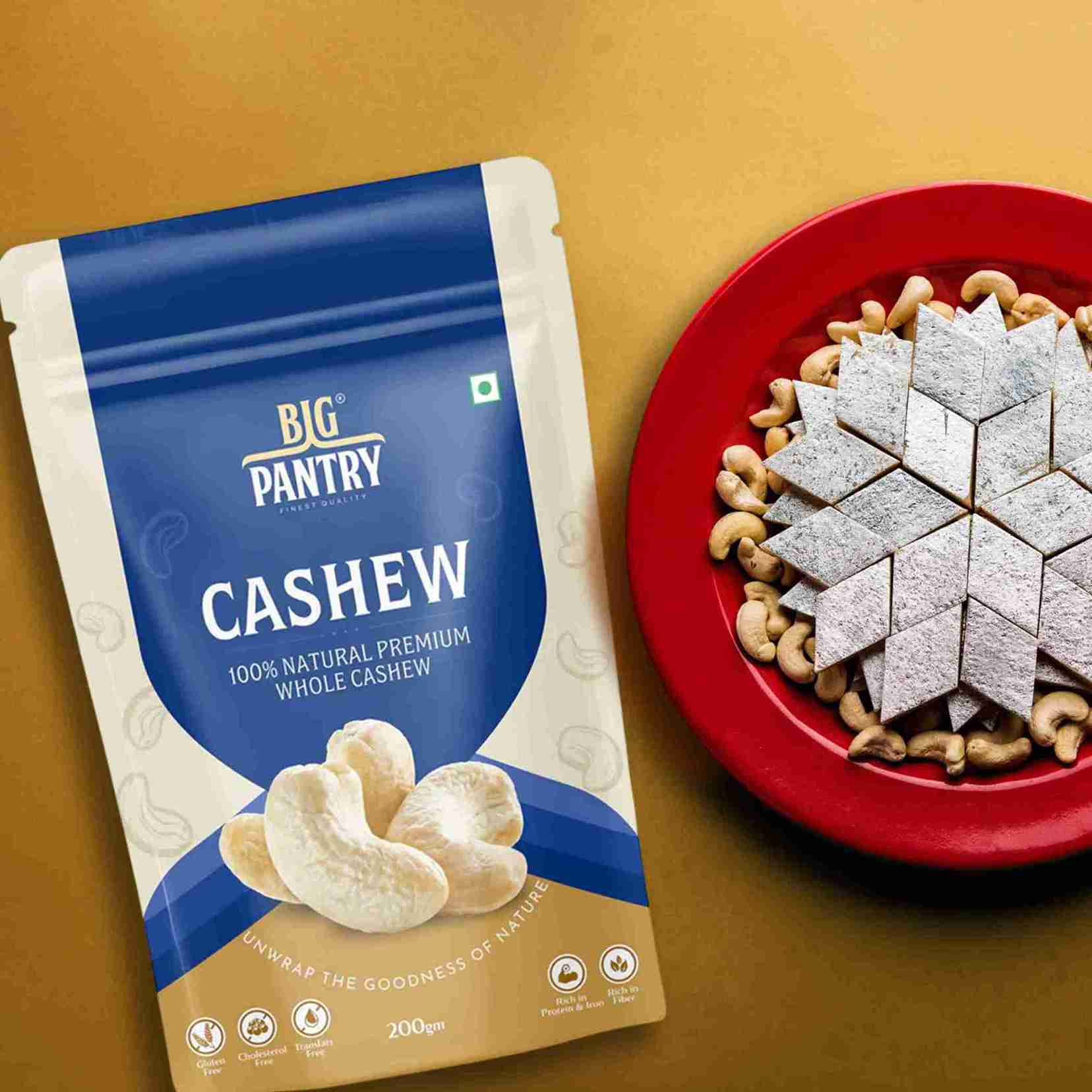 Whole Cashews – Premium W320 Grade Kaju (200g Pouch)