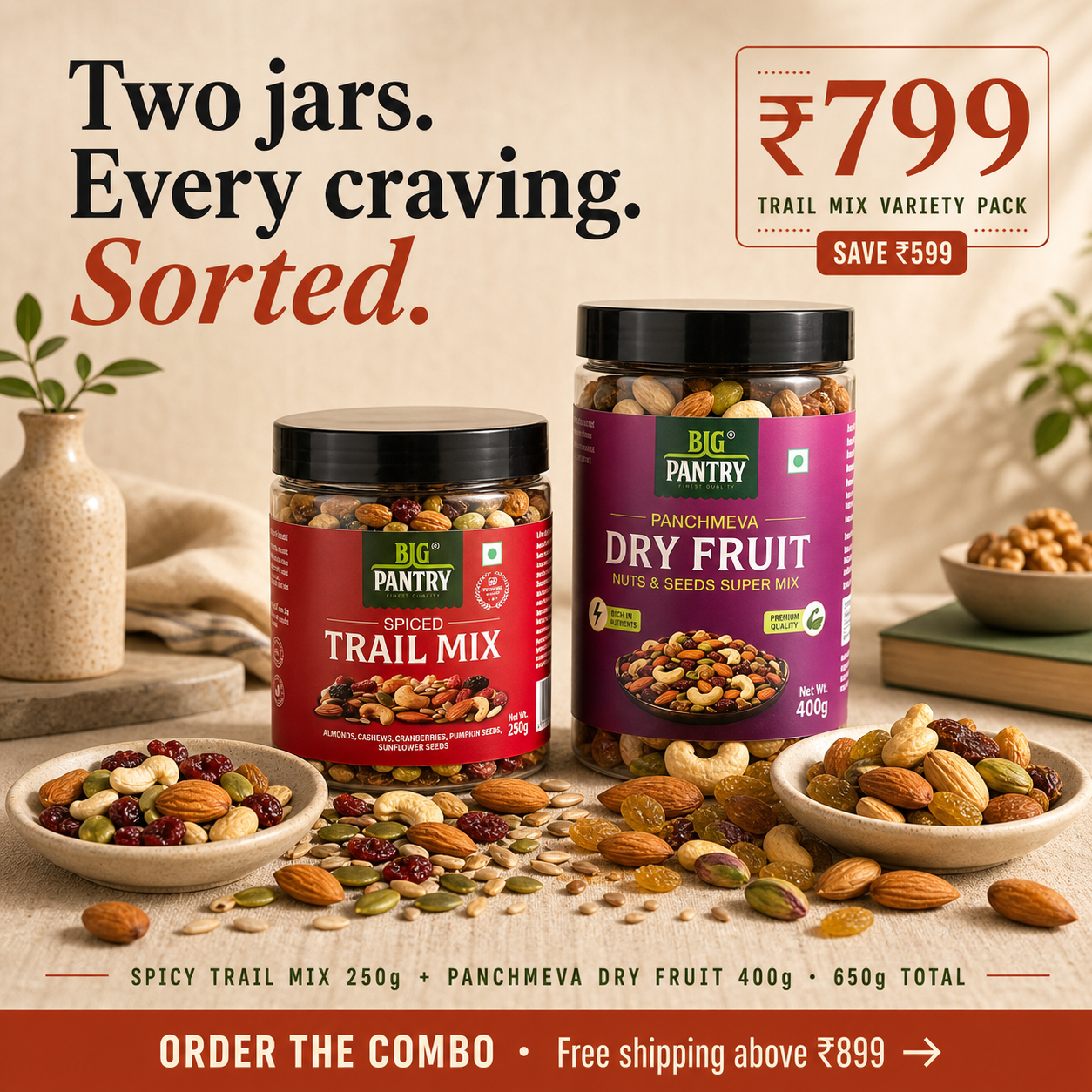 Trail Mix Variety Pack – Spicy & Superfood Mixes (650g)