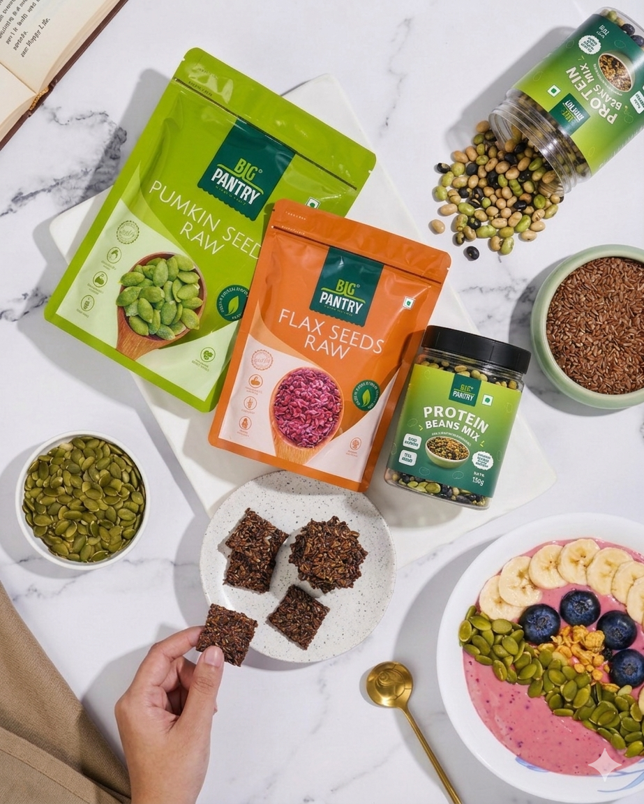 Daily Wellness Starter Pack – Pumpkin Seeds, Protein Beans Mix & Flax Seeds