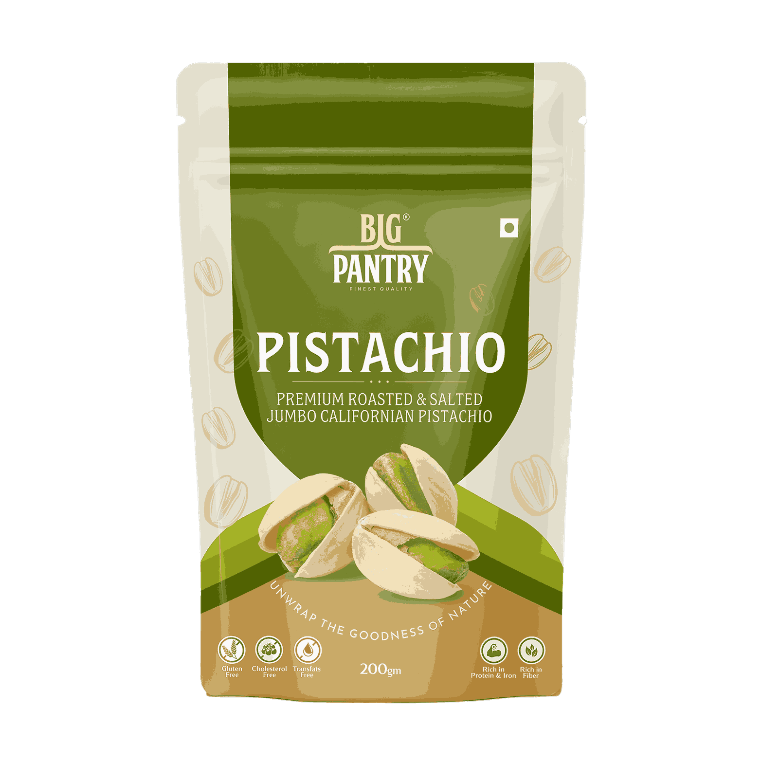 Premium Pistachios – Whole Unsalted Pista (200g Pouch)