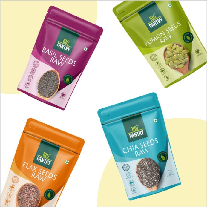 Seed Variety Pack – Chia, Basil, Flax & Pumpkin (4×200g, 800g)
