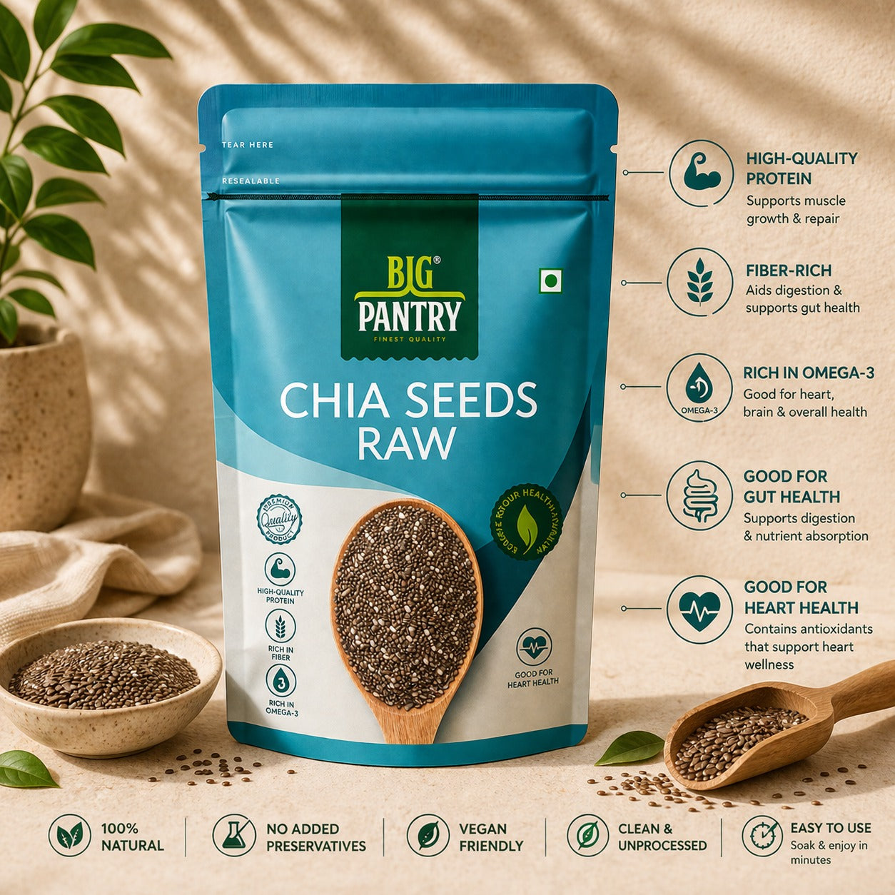 Raw Chia Seeds – Omega-3 & Fibre for Weight Loss