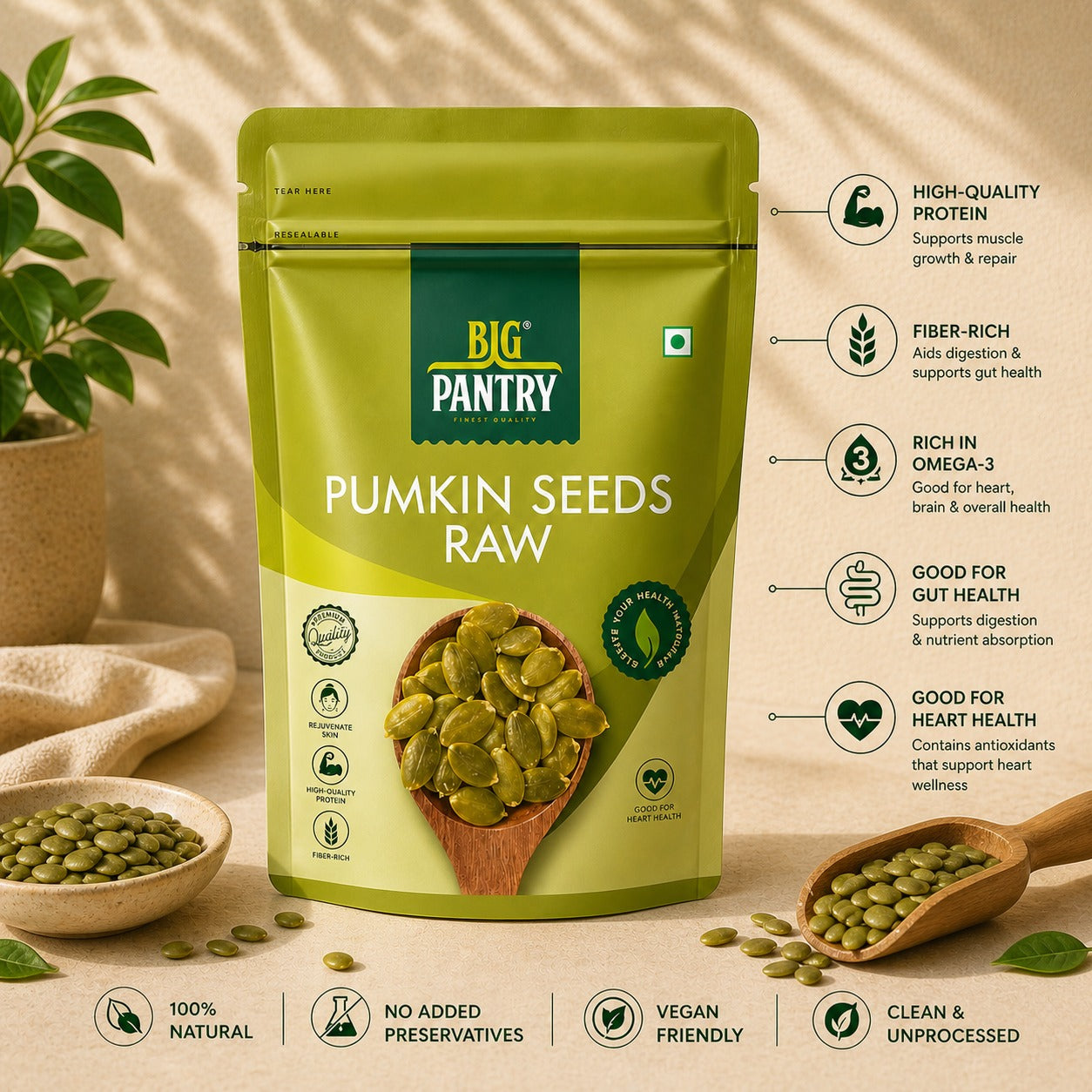 Raw Pumpkin Seeds – Plant Protein, Zinc & Magnesium