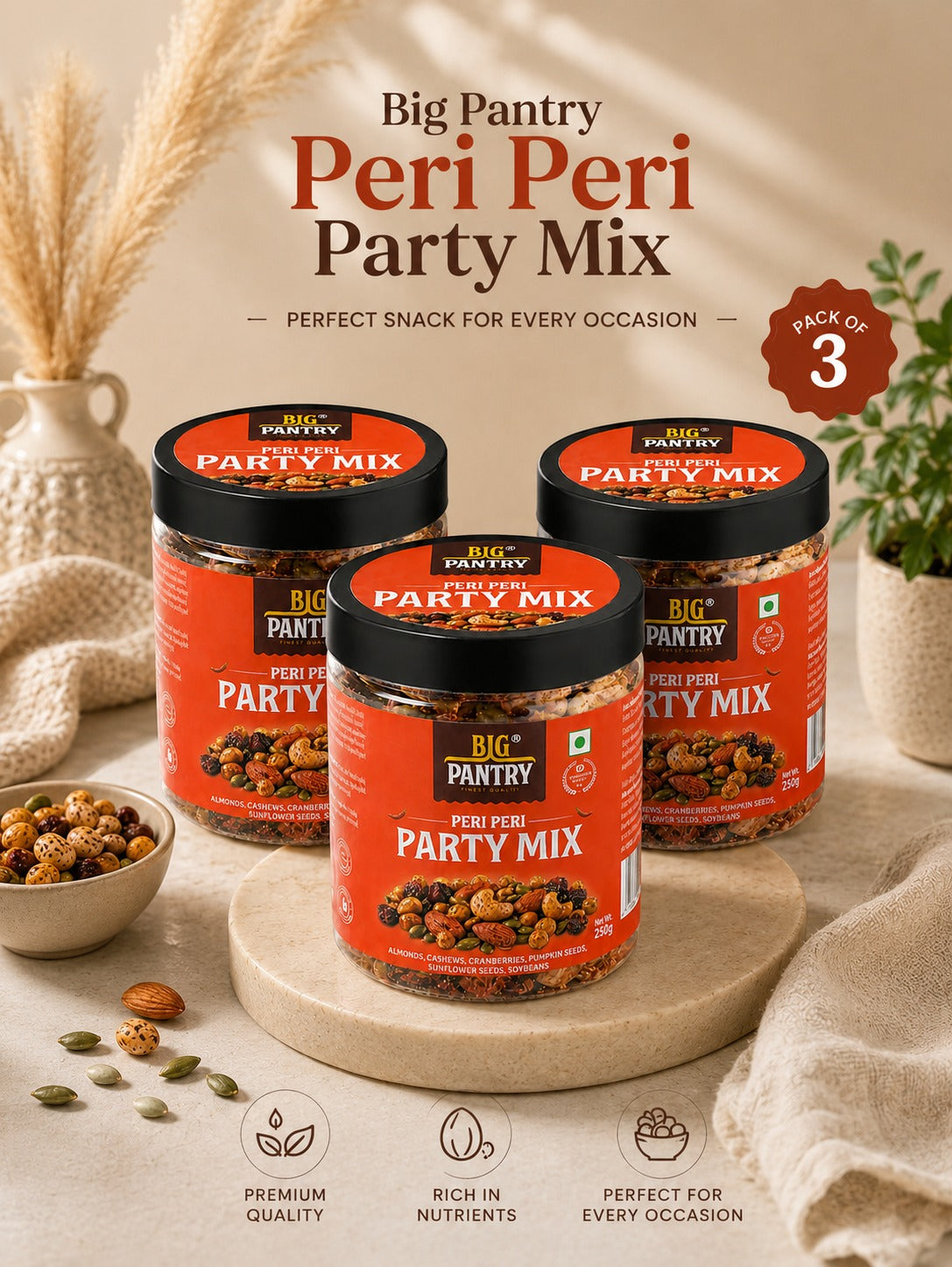 Peri Peri Party Mix – Roasted Nuts, Seeds & Dry Fruits (250g)