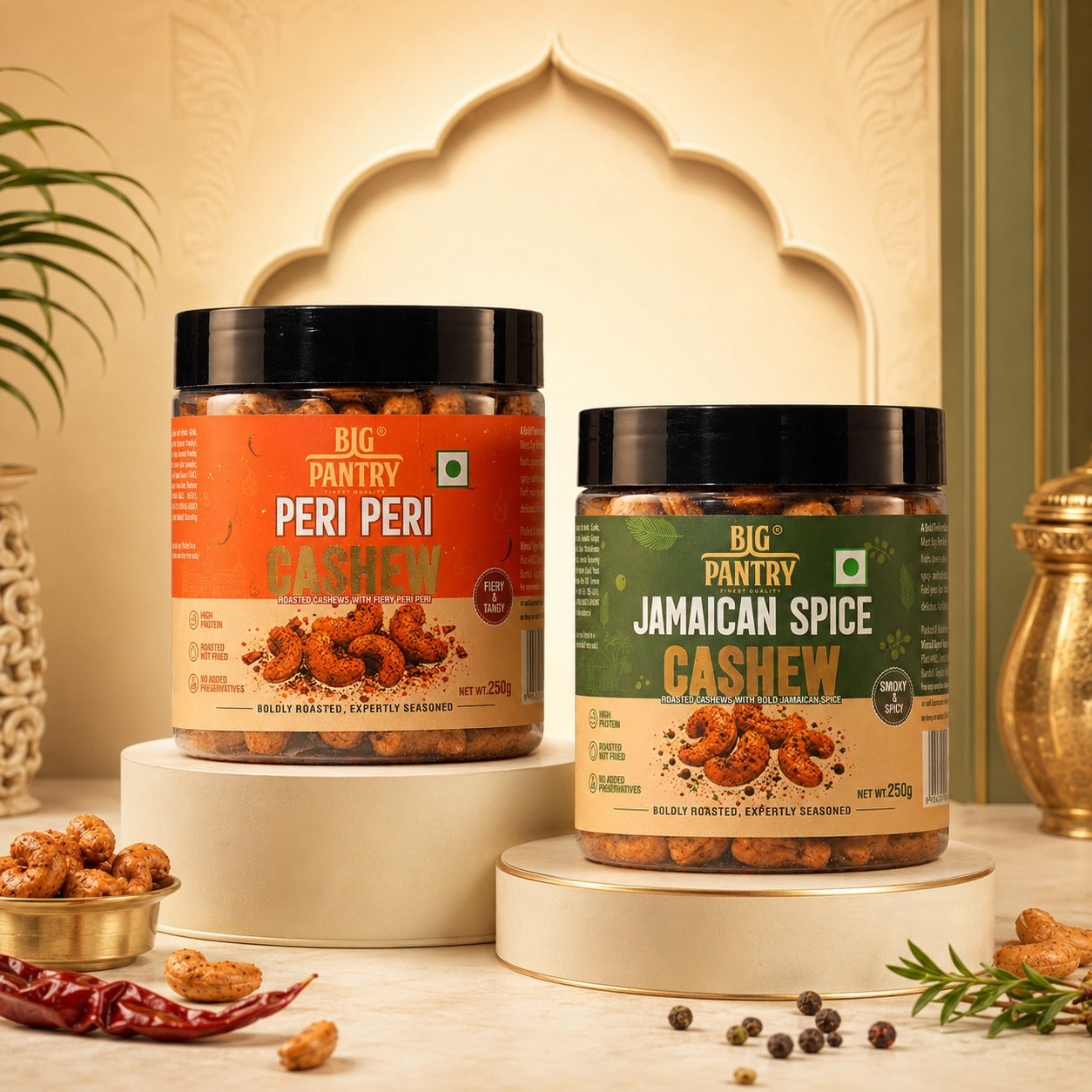Big Pantry Flavoured Cashews Duo — two 250g jars
