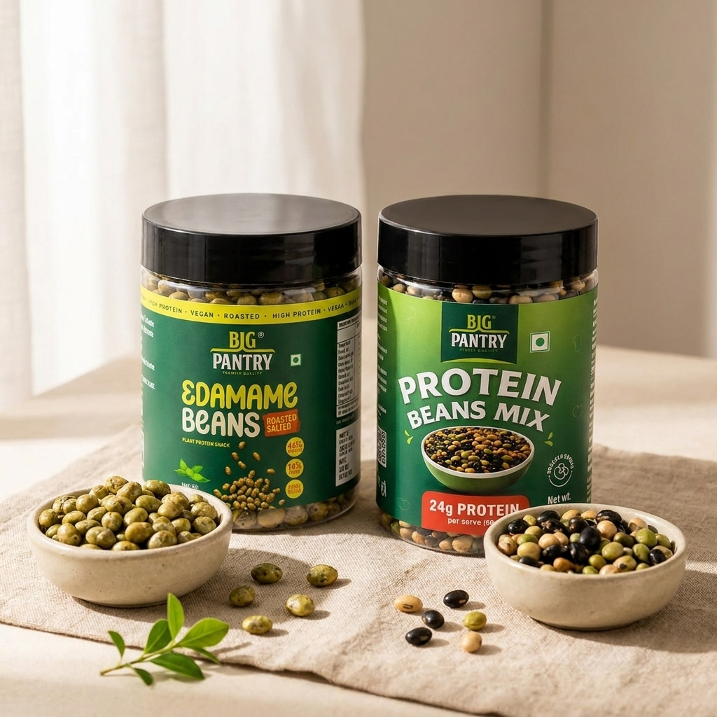 Big Pantry Plant Protein Duo – Roasted Edamame and Protein Beans Mix jars