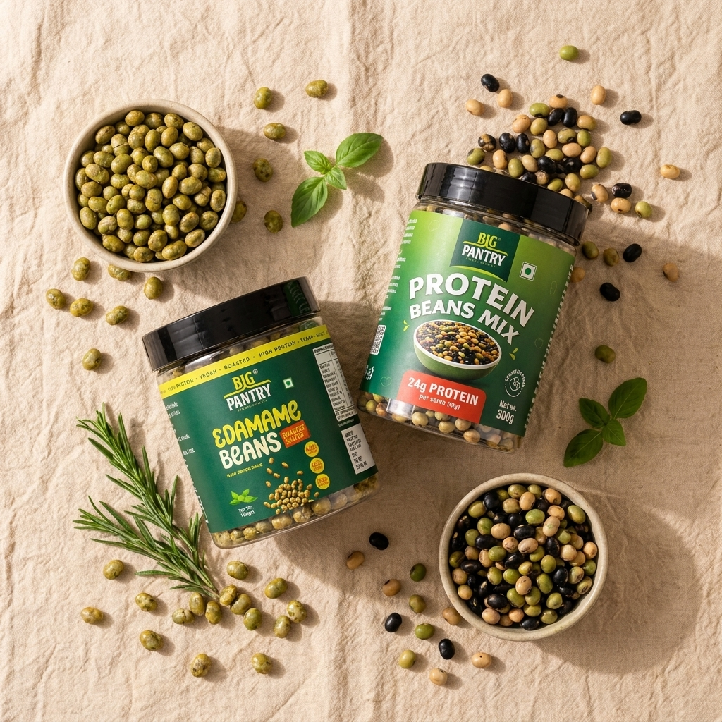 Plant Protein Duo flat-lay – edamame and protein beans